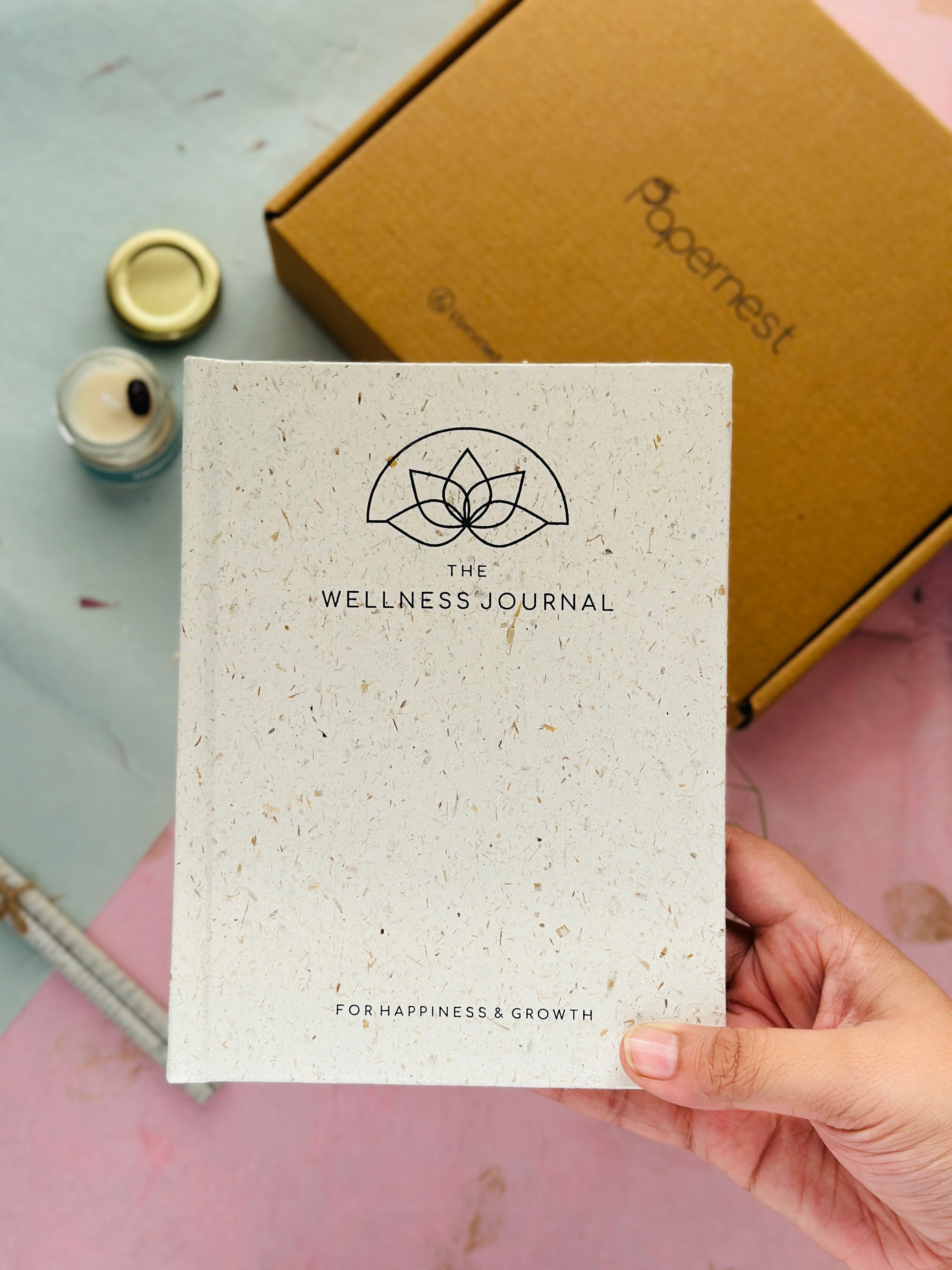 Handmade Paper Corporate Gift Hamper with "Wellness For You" Printed Diary