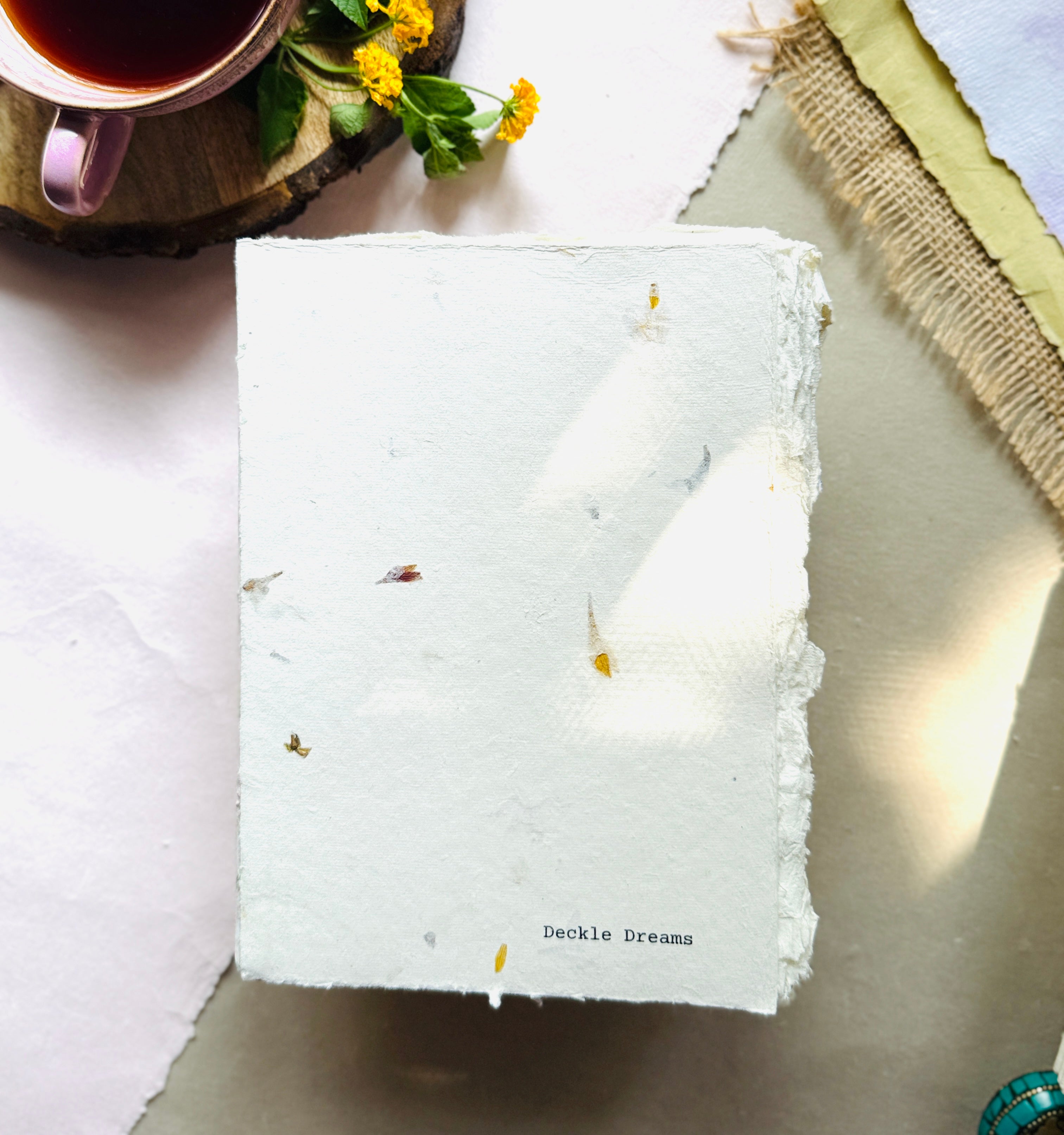 Deckle Edge Art Book –  ivory Flower cover